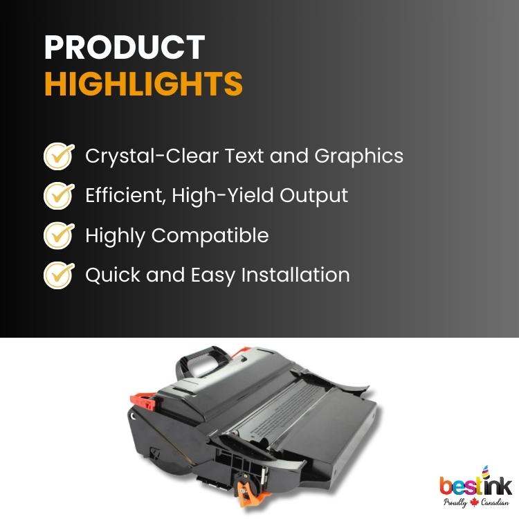 Cartouche de toner noir compatible Lexmark X651H11A (1 paquet)