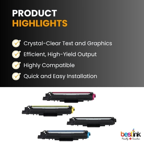 Cartouche de toner compatible Brother TN223, rendement standard, avec puce BK/C/M/Y (lot de 4)