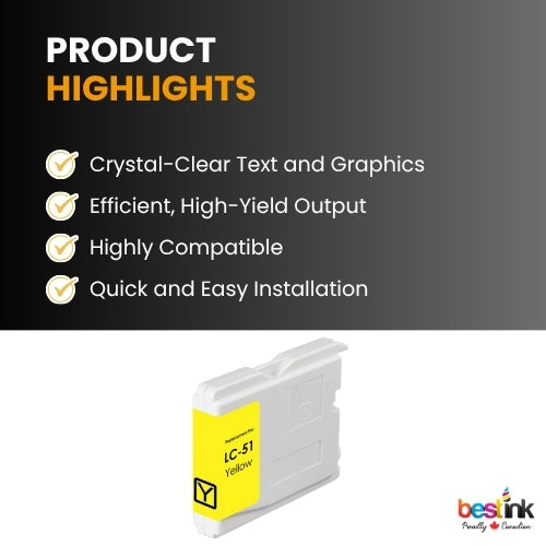 Brother LC51 Compatible Ink Cartridge Yellow ( 1 Pack ) Standard Yield