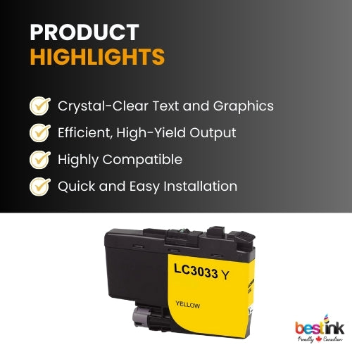 Brother LC3033XXL Compatible Ink Cartridge Yellow ( 1 Pack ) Super High Yield