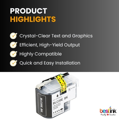 Brother LC20E Compatible Ink Cartridge Black ( 1 Pack ) Super High-Yield