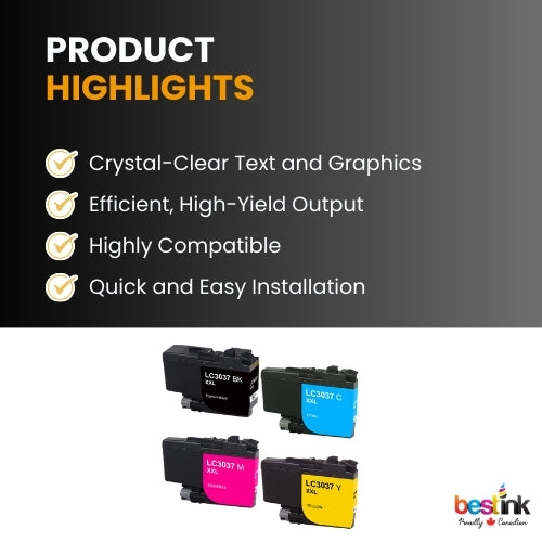 Brother LC3037XXL Compatible Ink Cartridge BK/C/M/Y ( 4 Pack ) Super High Yield