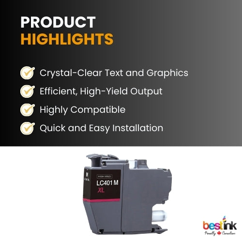 Brother LC401XL Compatible Ink Cartridge Magenta (1 Pack )  High Yield