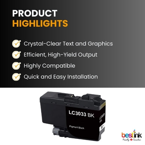 Brother LC3033XXL Compatible Ink Cartridge Black ( 1 Pack ) Super High Yield