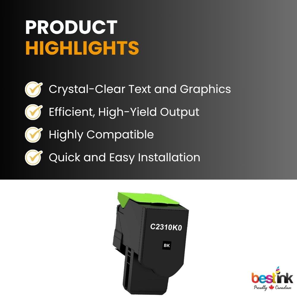 Cartouche de toner noir compatible Lexmark C2310K0
