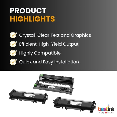 Compatible Brother TN760 DR730  2 Toner Cartridge & 1 Drum Unit( Combo )Black High-Yield ( 2 Pack )