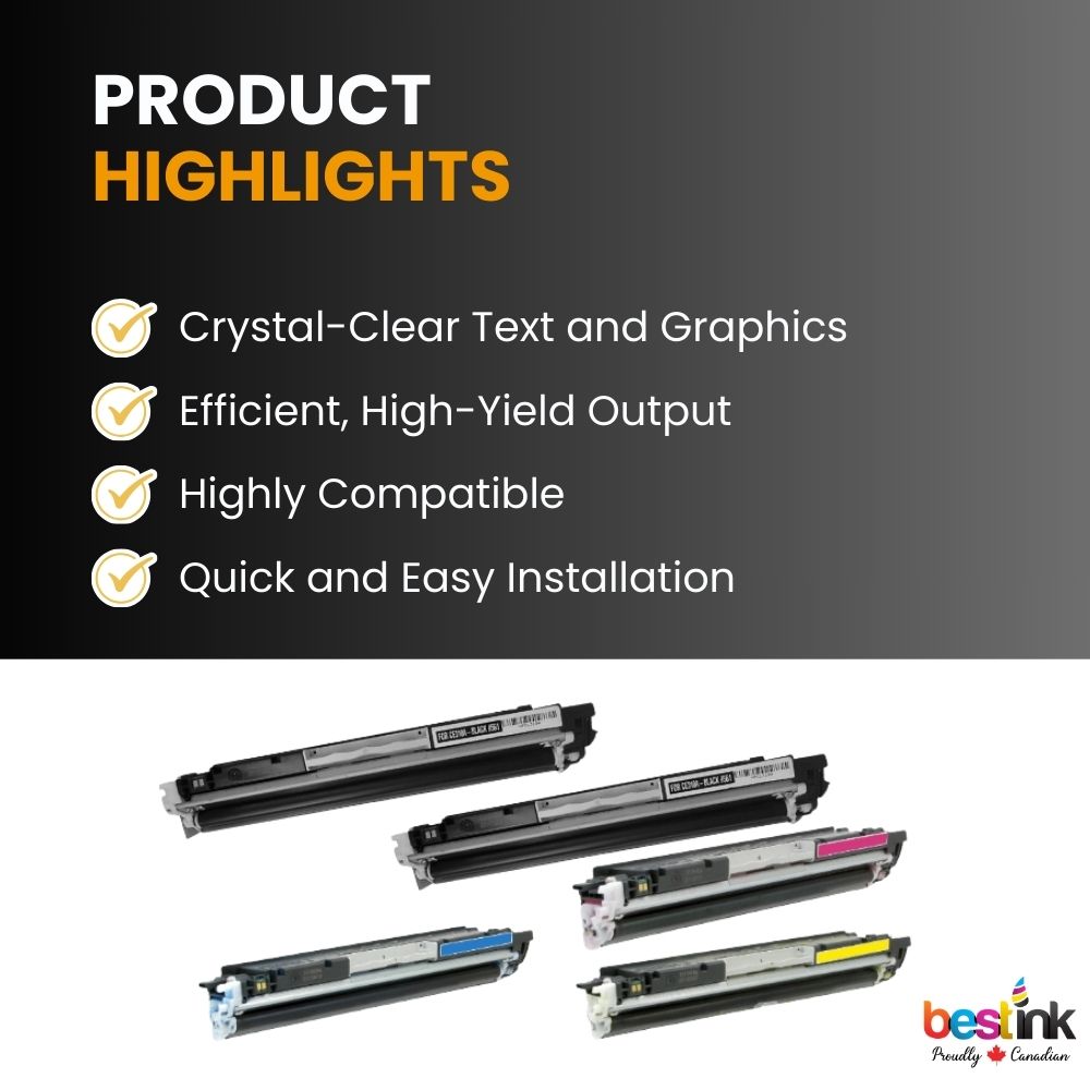 Cartouche de toner compatible HP 126A CE310A CE311A CE312A CE313A Combo 2BK/C/M/Y (paquet de 5)