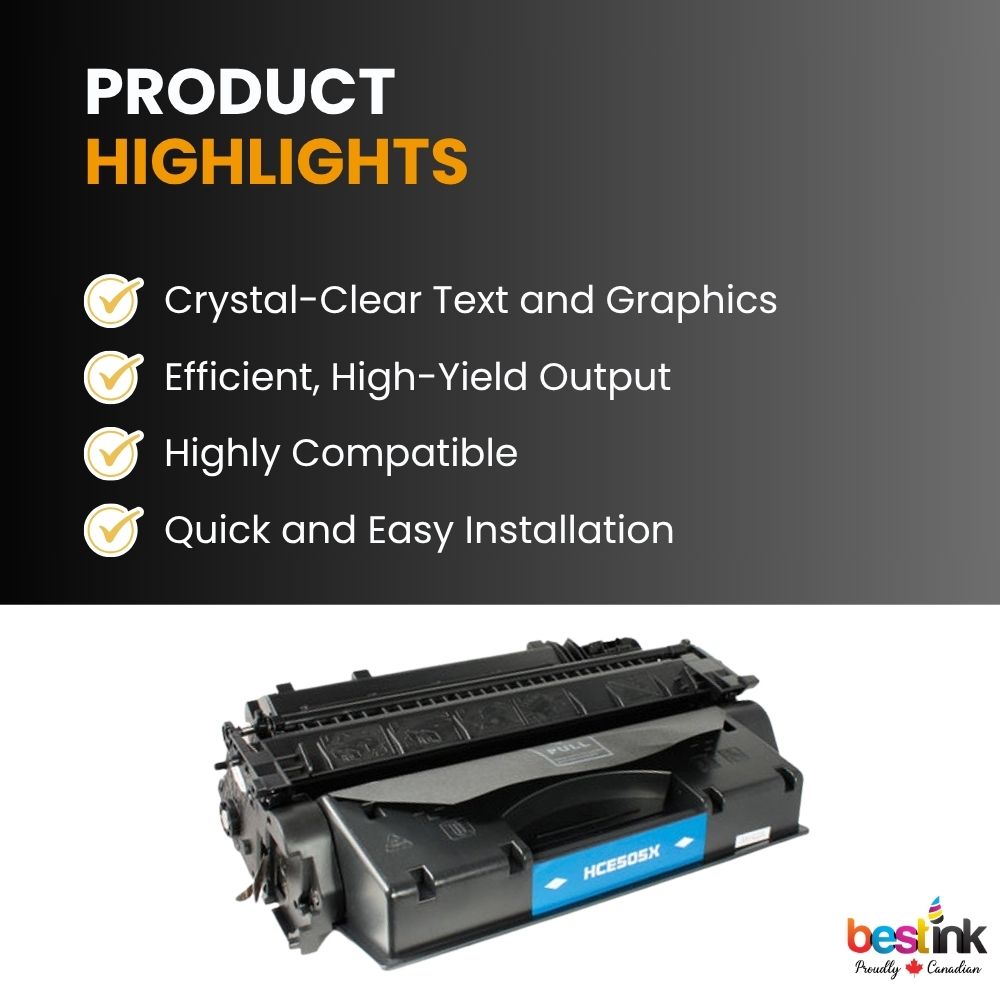 Cartouche de toner noir haute capacité compatible HP 05X CE505X (1 paquet)