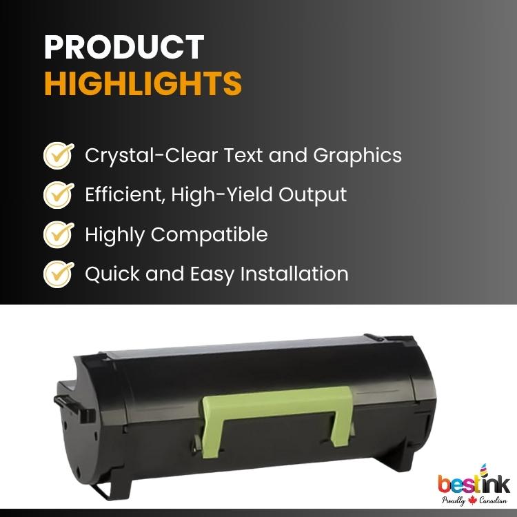 Cartouche de toner noir compatible Lexmark 56F1000 (1 paquet)