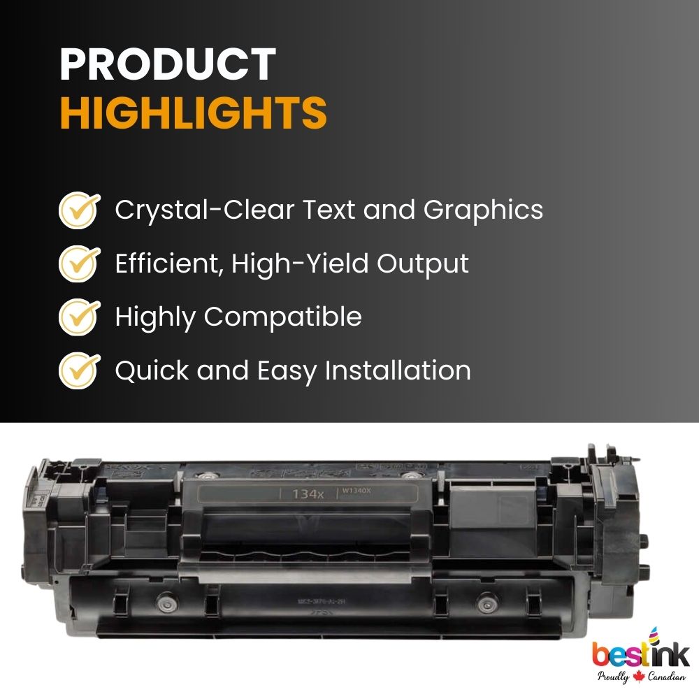 Cartouche de toner noir compatible HP 134X W1340X - AVEC PUCE (1 paquet)