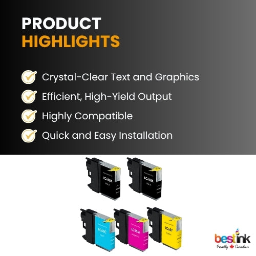Brother LC65 Compatible Ink Cartridge ( 5 Pack ) BK/C/M/Y High Yield