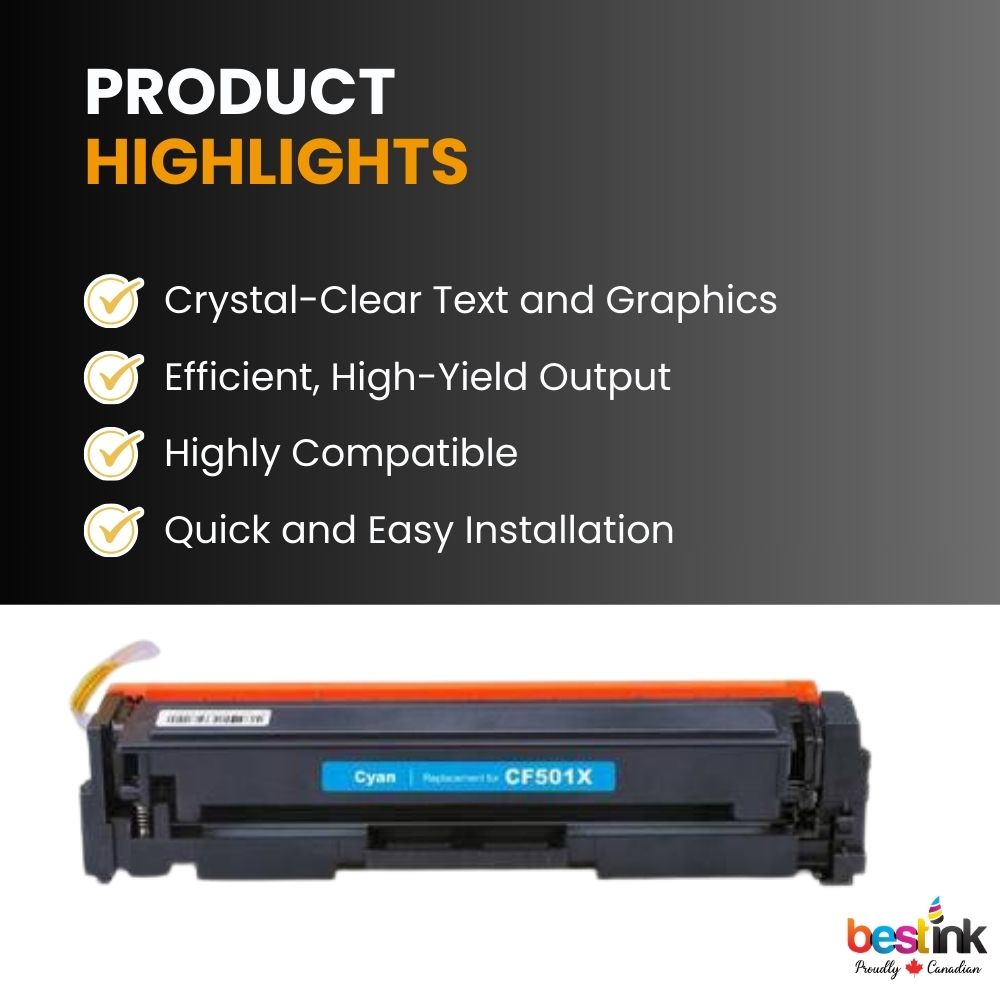 Cartouche de toner cyan haute capacité compatible HP 202X CF501X