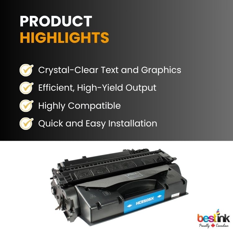 Cartouche de toner noir haute capacité compatible HP 05X CE505X (lot de 2)