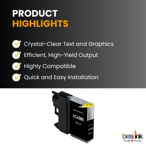 Brother LC65 Compatible Ink Cartridge ( 1 Pack ) Black High Yield