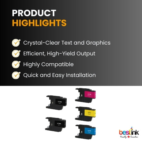 Brother LC75 Compatible Ink Cartridge BK/C/M/Y ( 5 Pack ) High Yield