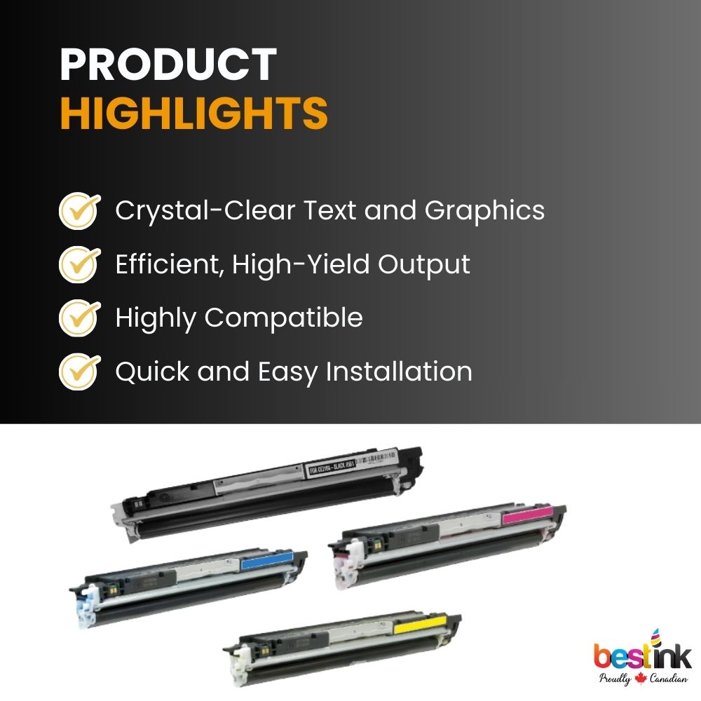 Cartouche de toner compatible HP 126A CE310A CE311A CE312A CE313A Combo BK/C/M/Y (lot de 4)