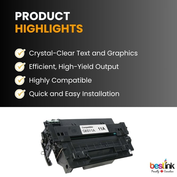 Cartouche de toner noir compatible HP 11A Q6511A (lot de 2)