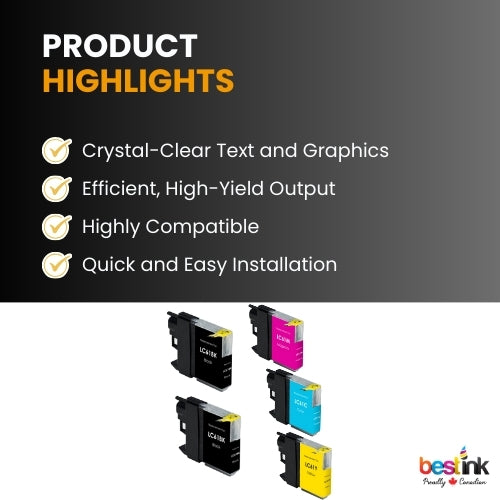 Brother LC61 Compatible Ink Cartridge BK/C/M/Y ( 5 Pack ) Standard Yield