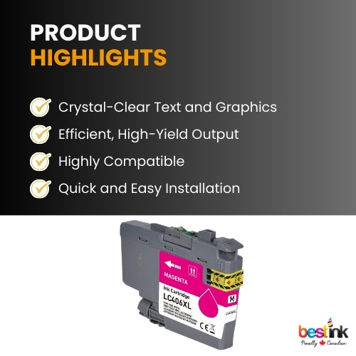 Brother LC406XL Compatible Ink Cartridge Magenta ( 1 Pack ) High Yield