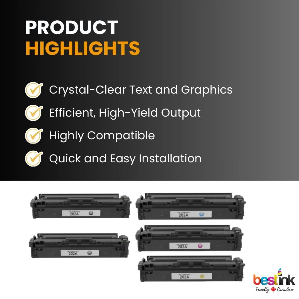 Cartouche de toner compatible HP 202A (2BK/C/M/Y) (lot de 5)