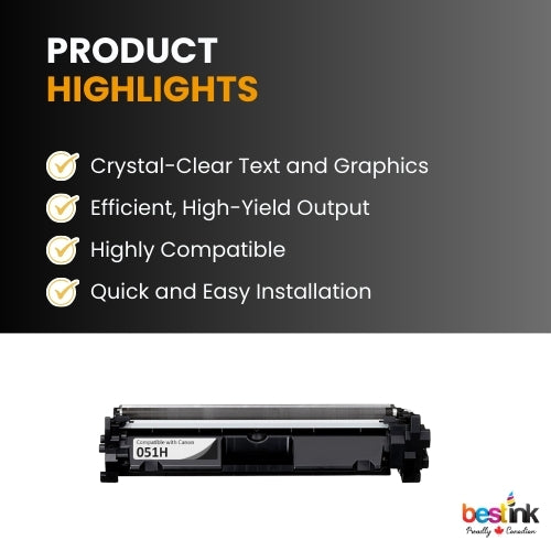 Cartouche de toner noire compatible CANON 051H (1 paquet) à haut rendement