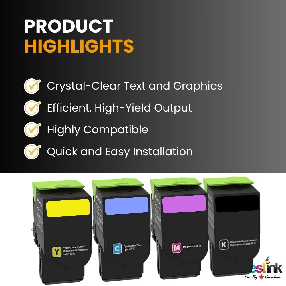 Compatible Lexmark C2310K0-C2310C0-C2310M0-C2310Y0 Toner Cartridge Combo Pack