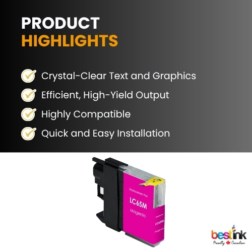 Brother LC65 Compatible Ink Cartridge ( 1 Pack ) Magenta High Yield