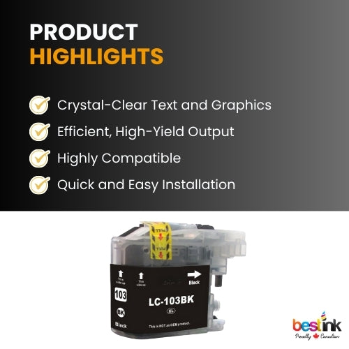 Brother LC103 Compatible Ink Cartridge ( 1 Pack ) Black High Yield