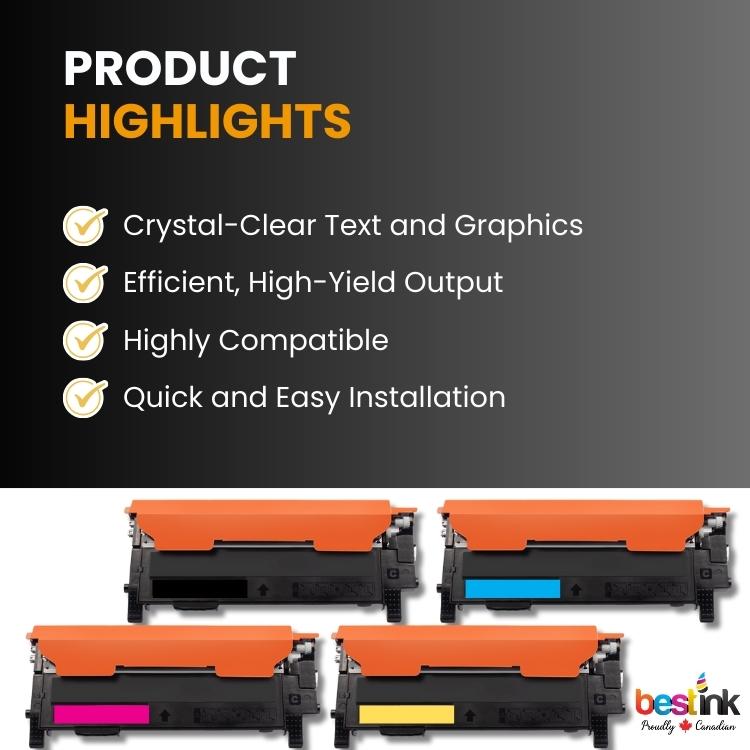 Lot de 4 cartouches d'encre compatibles Samsung CLT-K404S, noir/cyan/magenta/jaune