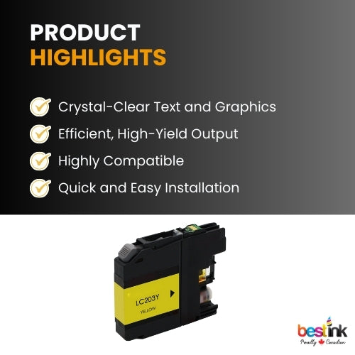 Brother LC203 Compatible Ink Cartridge Yellow ( 1 Pack ) High Yield