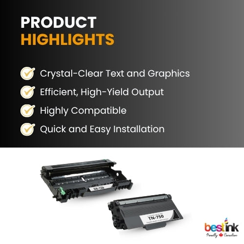 Brother TN750 DR720 Compatible Toner Cartridge and Drum Unit Combo High Yield ( 1 Pack ) Black