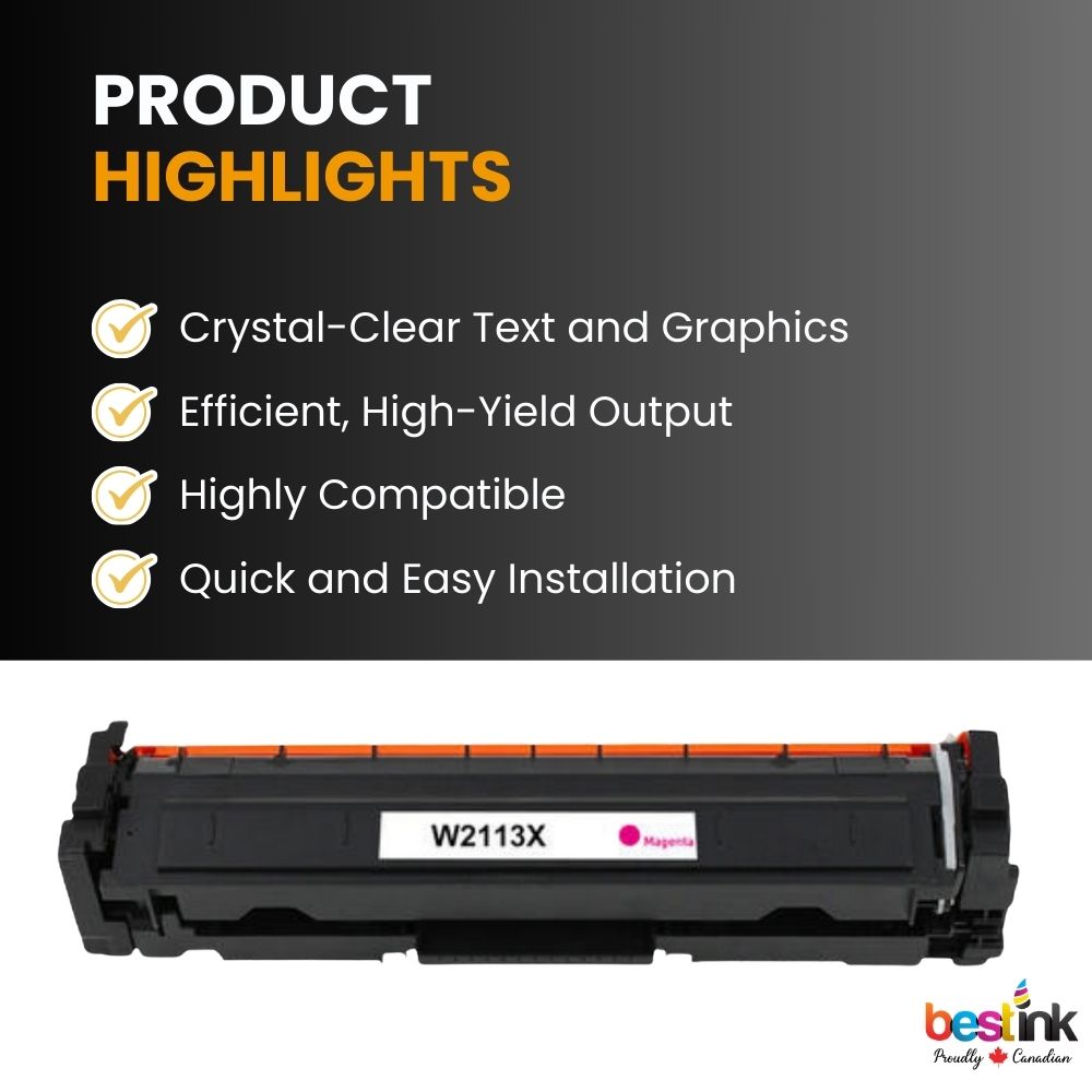 Cartouche de toner magenta haute capacité compatible HP 206X W2113X