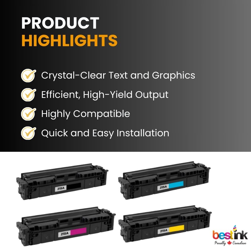 Compatible HP 215A Toner Cartridge Standard Yield BK/C/M/Y (4 Pack)- With Chip