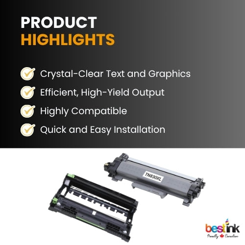 Cartouche de toner et tambour Brother TN830XL DR830 (combiné) noir (1 paquet) haut rendement