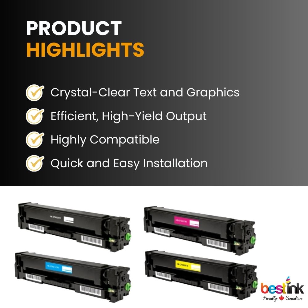 HP 201X Compatible Toner Cartridge Combo High Yield BK/C/M/Y (4 Pack)