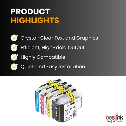 Brother LC20E Compatible Ink Cartridge BK/C/M/Y ( 4 Pack ) Super High-Yield