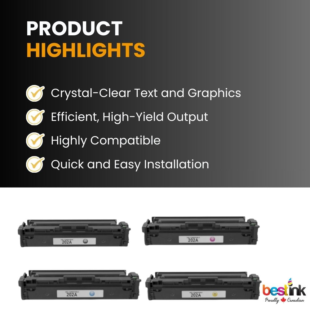 Cartouche de toner compatible HP 202A (noir/crème/magenta/jaune) (lot de 4)