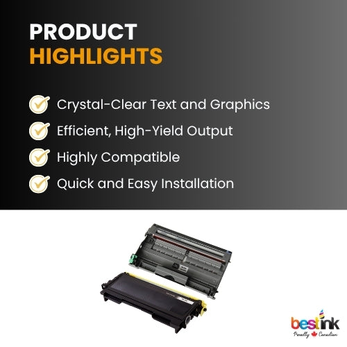 Brother TN350 DR350 Compatible Black Toner Cartridge and Drum Combo ( 1 Pack ) (1 Drum 1 Toner)