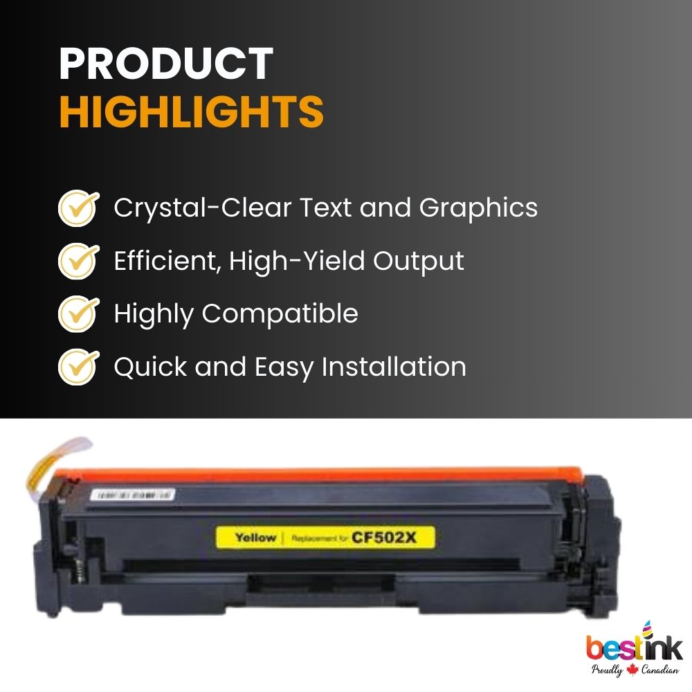 Compatible HP 202X CF502X Yellow Toner Cartridge High Yield