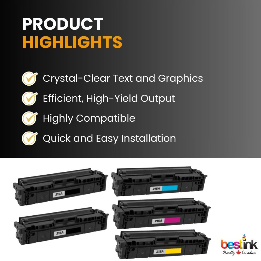 Compatible HP 215A Toner Cartridge Standard Yield BK/C/M/Y (5 Pack)- With Chip