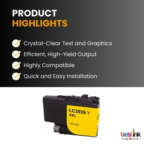 Brother LC3039 Compatible Ink Cartridge Yellow ( 1 Pack ) Ultra High Yield