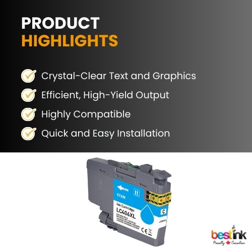 Brother LC406XL Compatible Ink Cartridge Cyan ( 1 Pack ) High Yield