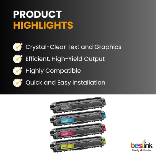 Cartouches de toner compatibles Brother TN-221BK et TN-225 C/M/Y (lot de 4)