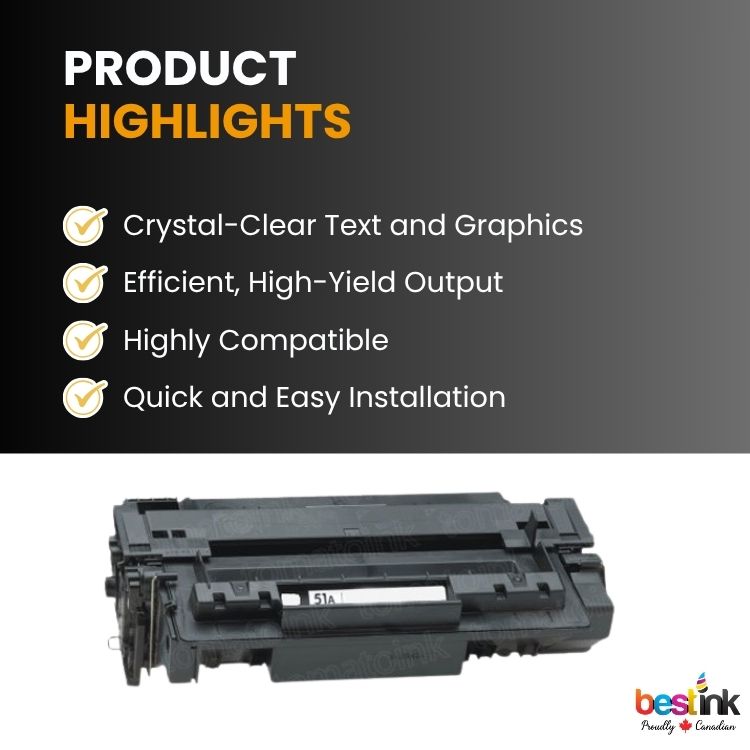 Compatible HP 51A Q7551A Black Toner Cartridge (1 Pack)