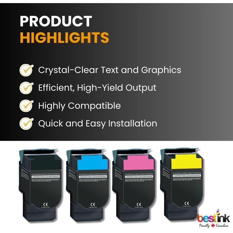 Compatible Lexmark  C540H2KG/C540H2MG/C540H2CG/C540H2YG Black,Cyan,Magenta,Yellow Toner Cartridge 4 Pack