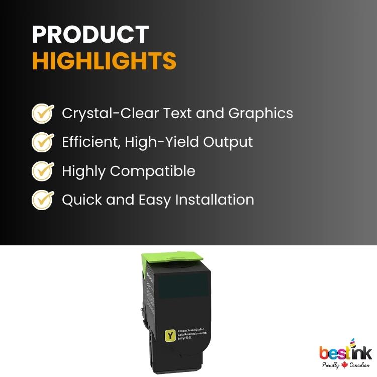 Toner jaune compatible Lexmark 78C1XY0, 1 paquet