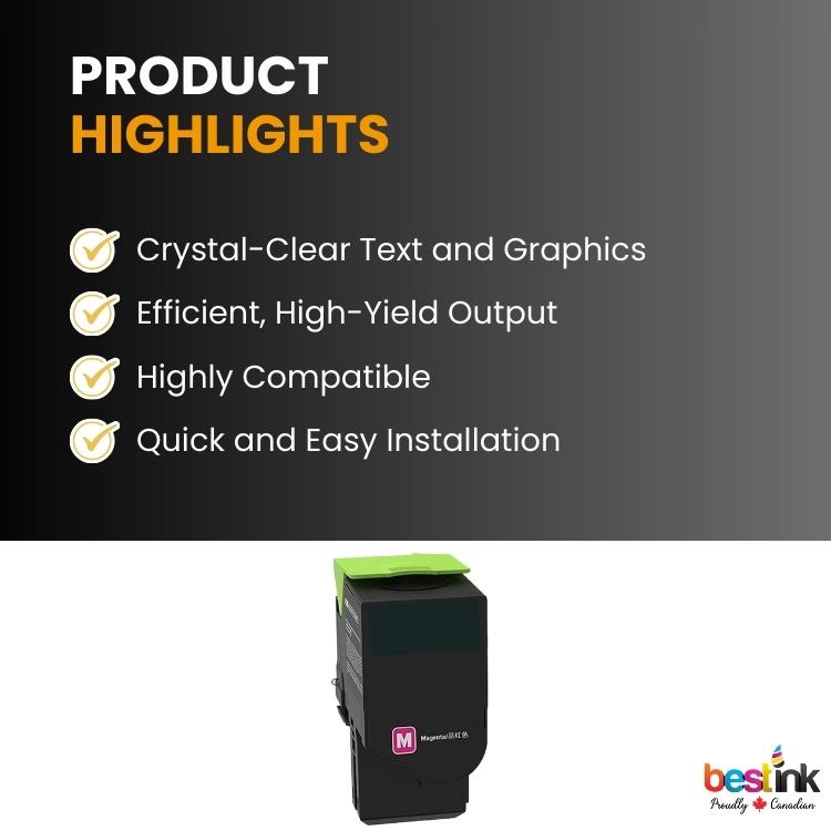 Compatible Lexmark 78C1XM0, Magenta Toner 1 Pack