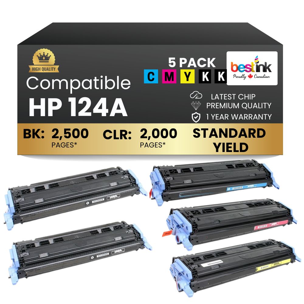 Lot de 5 cartouches de toner compatibles HP 124A