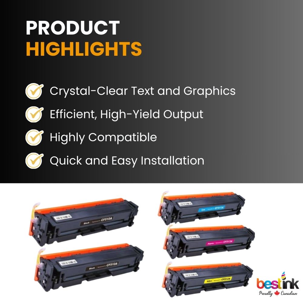 Cartouche de toner compatible HP 204A (2BK/C/M/Y) (lot de 5)