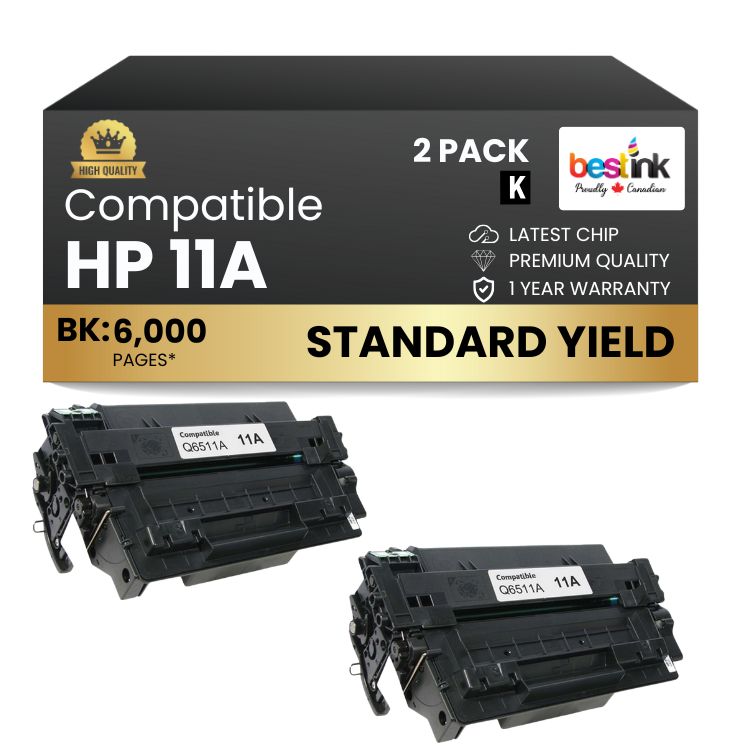 Cartouche de toner noir compatible HP 11A Q6511A (lot de 2)